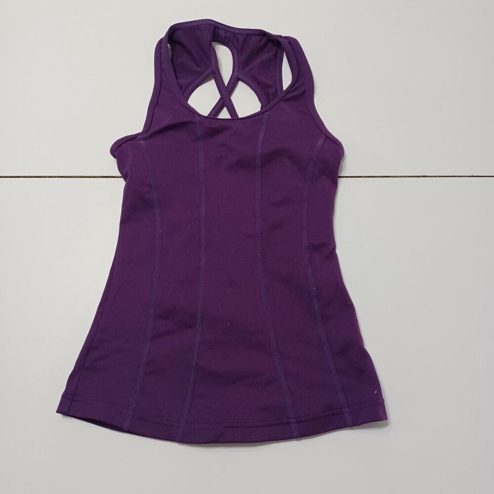 Capezio Active Girls Small Tank Top Purple Dance Athletic Fitted Stretch Size 6